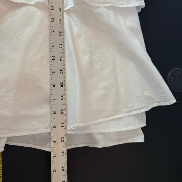 Anthropologie Mini Dress Womens SM White Tiered Flowy Ruffle V Neck Summer Sun - Picture 11 of 11